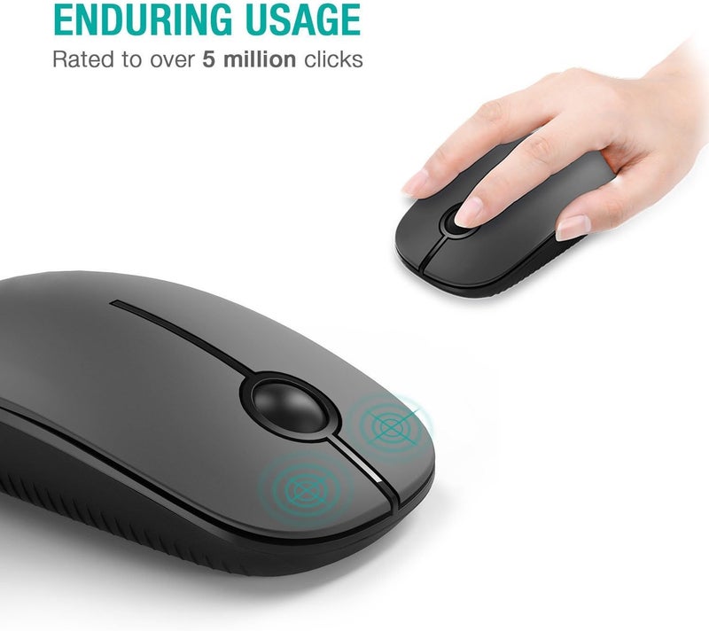 Unipows Wireless Mouse - 2.4G Slim Portable Computer Mouse with Nano Receiver, Less Noise Mobile Optical Mice for Notebook, PC, Laptop, Computer, Mac (Black and Grey) - Image 3